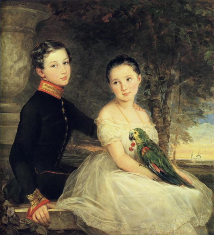 Eric Forbes-Robertson Children with Parrot china oil painting image